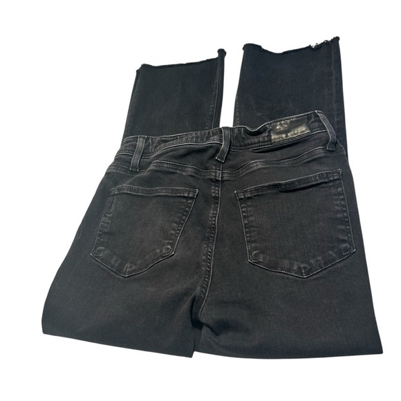 PAIGE Claidine High Rise Crop Distressed Raw Hem Black Denim Jeans Sz 28 - Picture 5 of 15